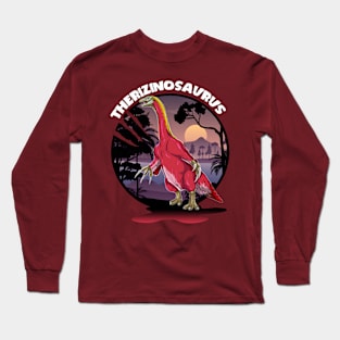 Therizinosaurus Dinosaur Design With Background Long Sleeve T-Shirt